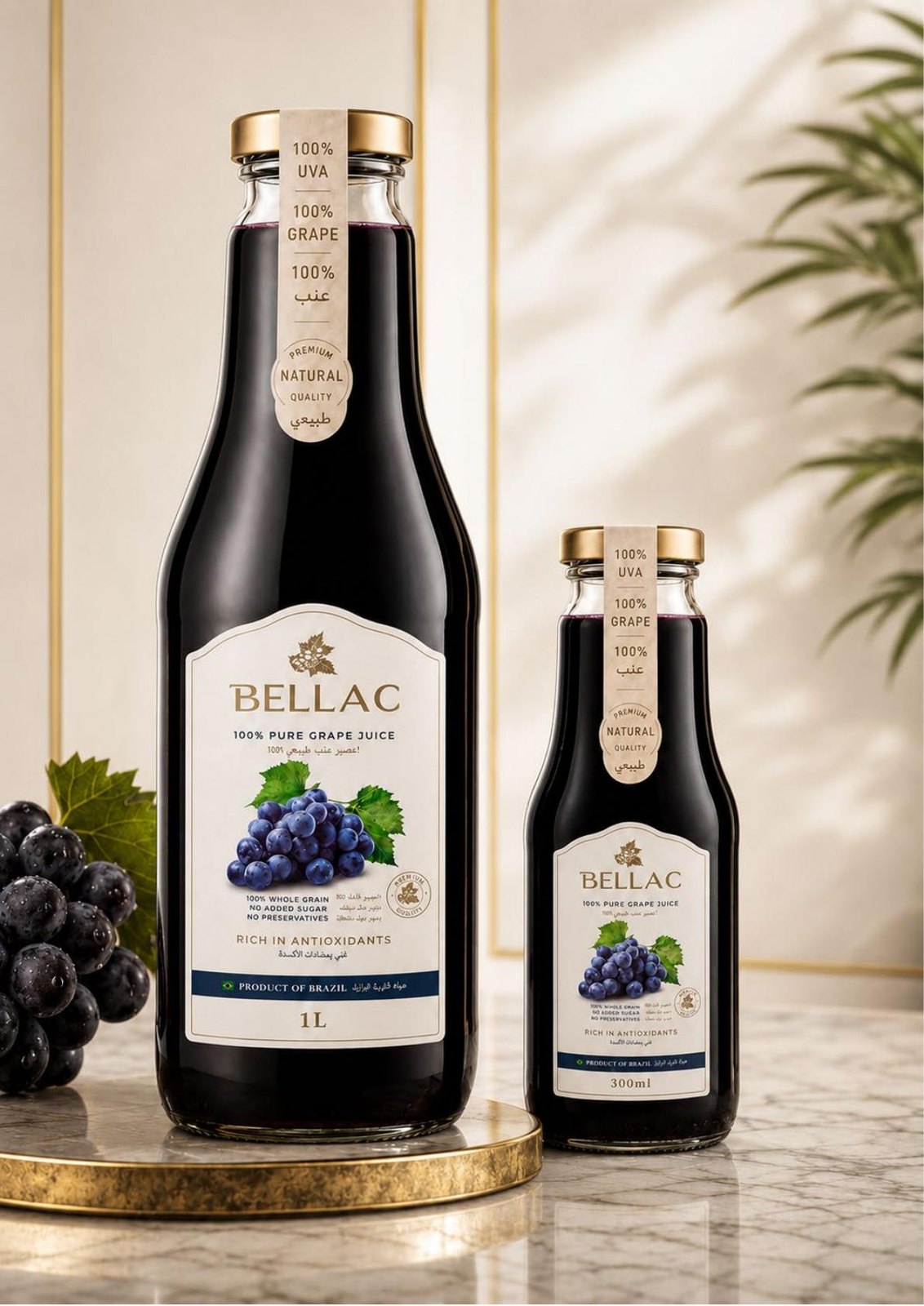Bellac pure grape juice bottles